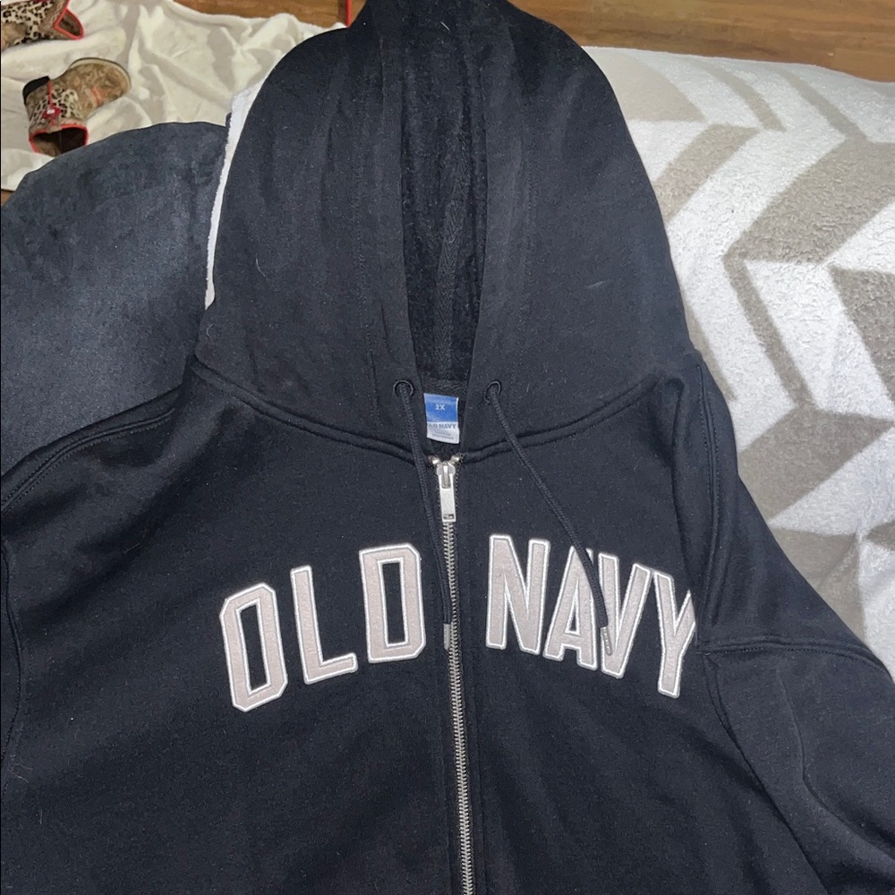 Old Navy Black Hoodie with White Logo - Picture 2 of 2